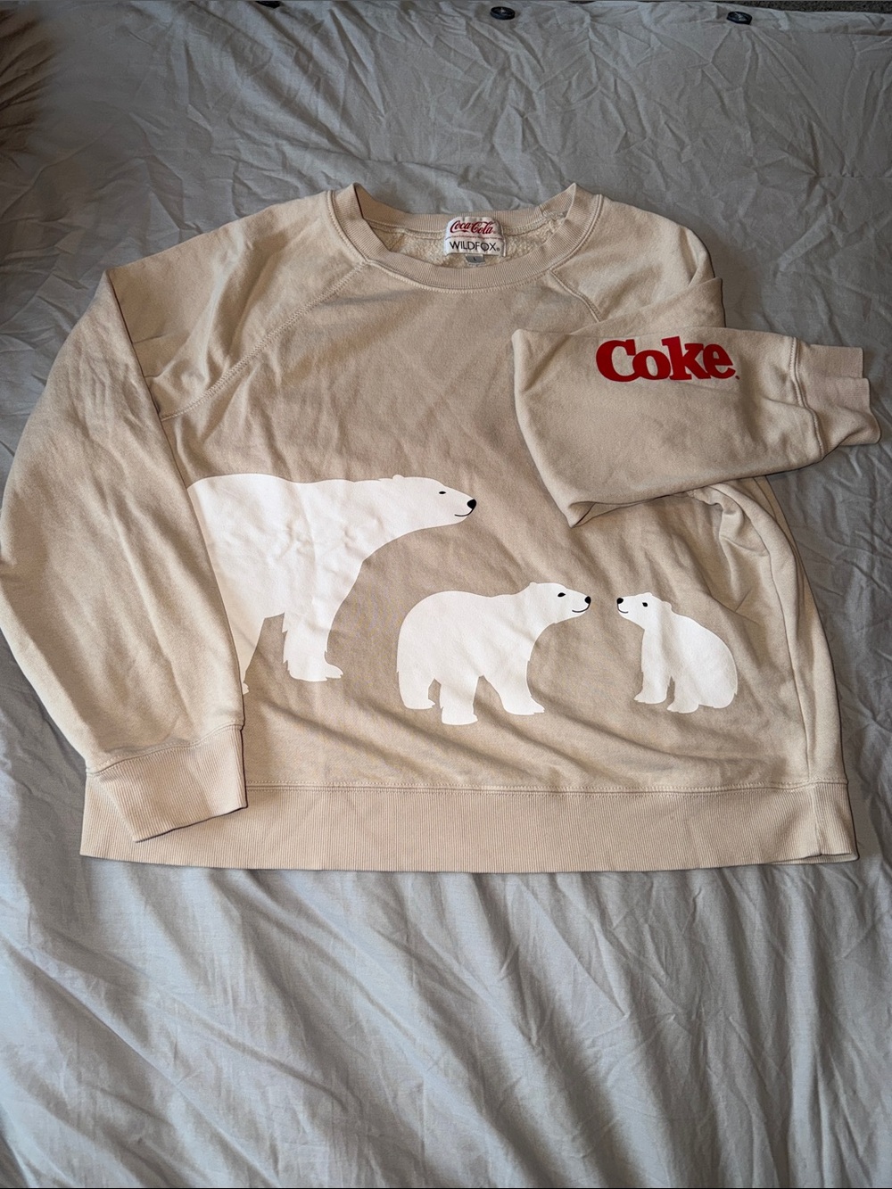 Coca-Cola Beige Polar Bear Graphic Sweatshirt